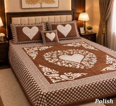 4Pc Velvet Jacquard Bedsheet Set (King Size) styled in luxury bedroom setting