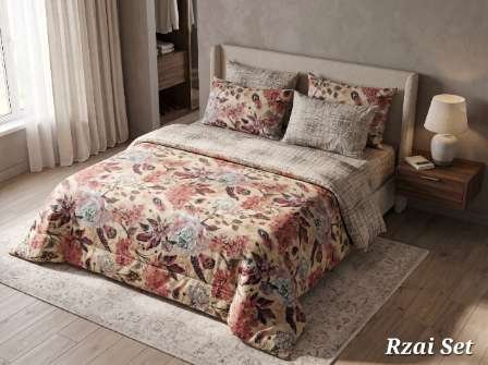 5 PC Export Quality Pure Cotton Bedsheets styled in luxury bedroom setting