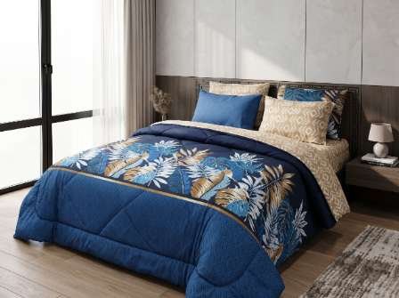 5 PC Export Quality Pure Cotton Bedsheets styled in luxury bedroom setting