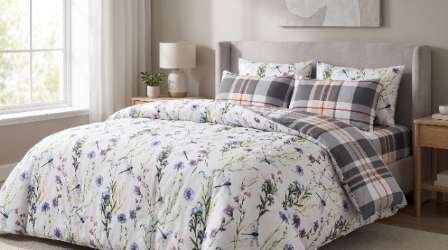 5 PC Export Quality Pure Cotton Bedsheets styled in luxury bedroom setting