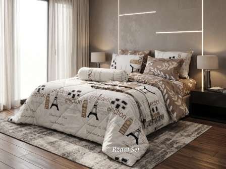 5 PC Export Quality Pure Cotton Bedsheets styled in luxury bedroom setting