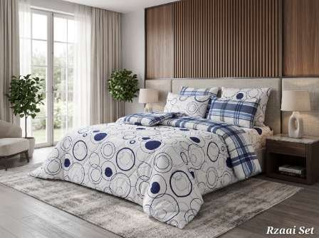 5 PC Export Quality Pure Cotton Bedsheets styled in luxury bedroom setting